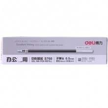 得力S760子弹头中性笔芯0.5mm(红) 20/盒/240/包2880/箱 （计价单位：支）