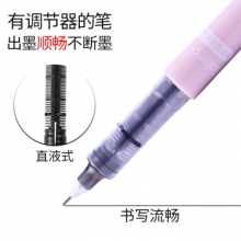 白雪(snowhite)x88黑色可换芯直液笔速干中性笔 浅蓝笔杆0.38mm 6支/盒