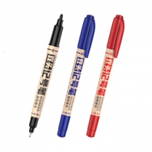 金万年  G-0982  小双头带透气孔油性记号笔-红色 10支/盒