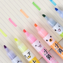 金万年  G-0536T  小萌表情秀单头粗杆6色套装拔帽荧光笔-多颜