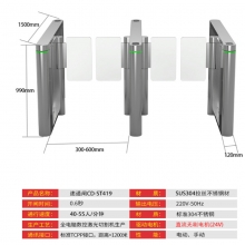 彩尼斯多 CD-ST-419 双机芯 速通门写字楼防撞人行通道闸动态人脸识别门禁系统摆闸机