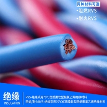 众邦电线电缆ZR-RVS 2×0.5阻燃/耐火国标铜芯双绞线 100米/卷 2×0.5平方/2×0.75平方/2×1平方/2×1.5平方/2×2.5平方