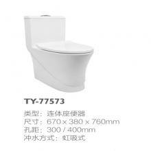 TOYO统用 TY-77573卫生间防臭抽水坐便器节水静音缓降马桶自洁釉面大冲力坐便器